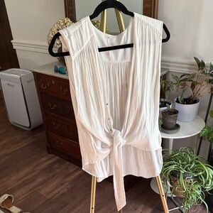Free People White Tie-Front Blouse